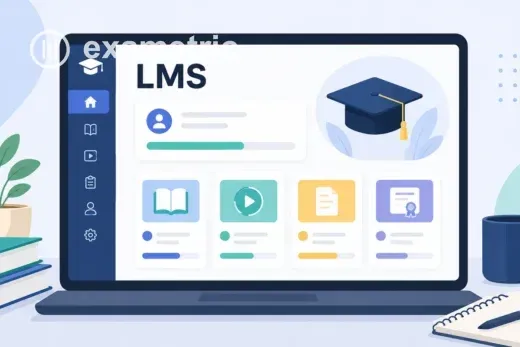 Notebook com painel do sistema LMS mostrando cursos, progresso e certificado