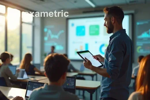 Professor usando tecnologia em sala de aula para fazer uma avaliação formativa