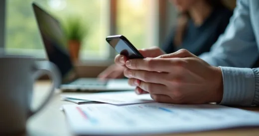 Profissionais em treinamento corporativo online com laptops e tablets em ambiente moderno de escritório