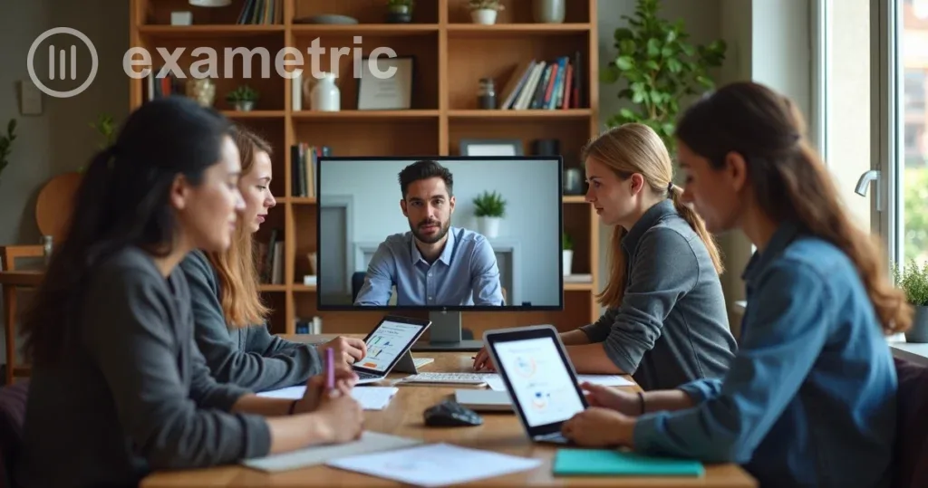 Educadores reunidos virtualmente planejando avaliação remota