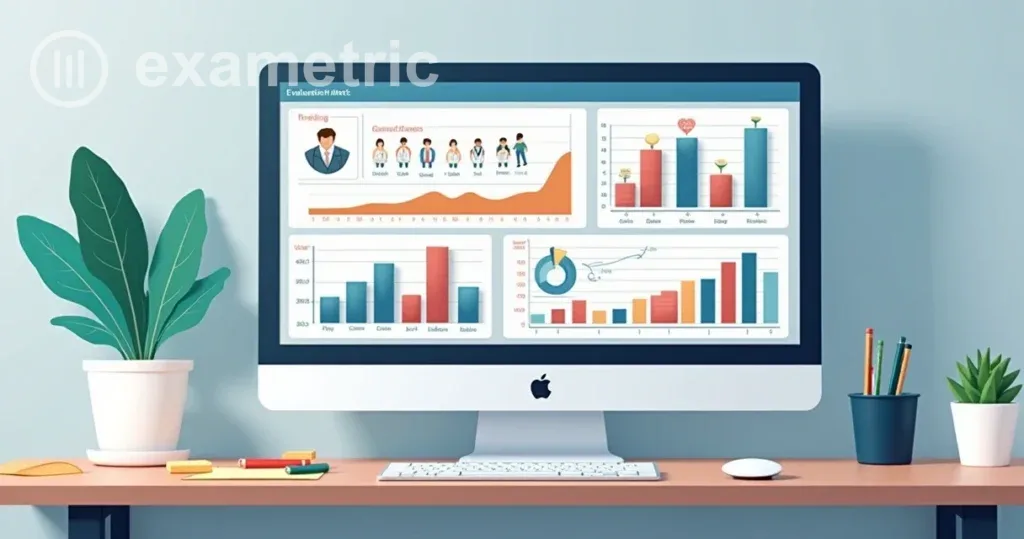 Trilhas de avaliação: Dashboard de avaliação mostrando resultados de equipe multidisciplinar.