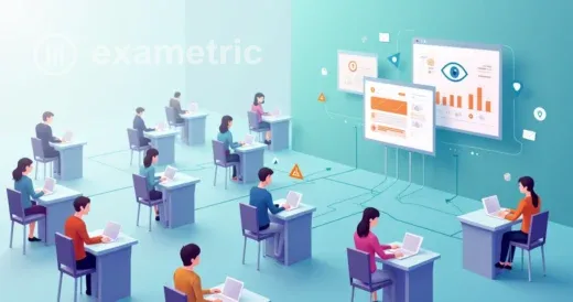 Monitoramento discreto de comportamento suspeito em sala virtual de provas online.