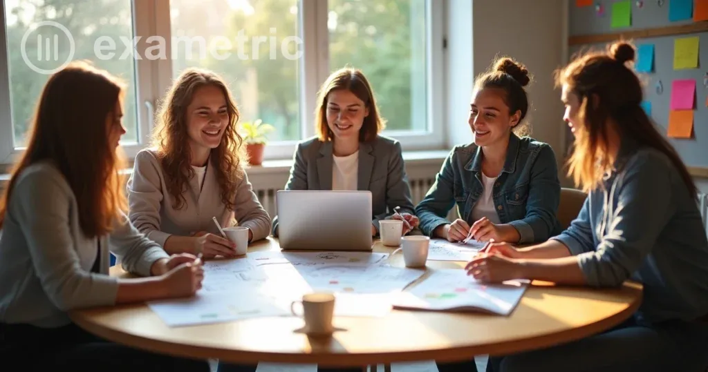 Professores em sala de aula colaborando no desenvolvimento de chatbot educacional.