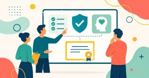 Ilustração flat de equipe em treinamento corporativo sobre riscos psicossociais, representando o treinamento NR-1
